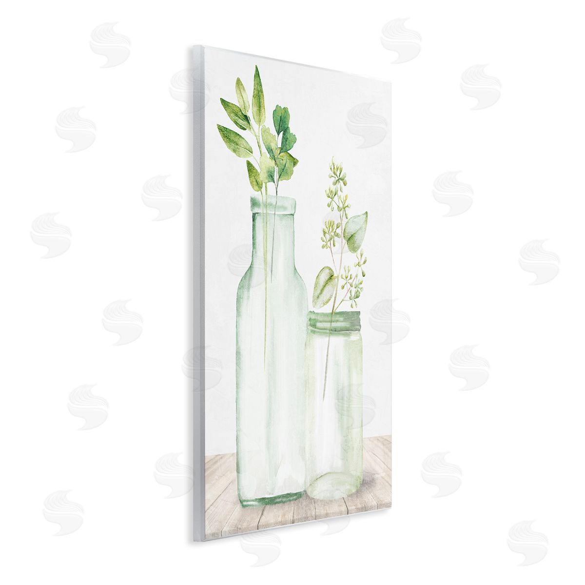 Kim Allen Herbal Plant Sprigs Country Glass Jars Rustic Painting Wall Plaque Art Print
