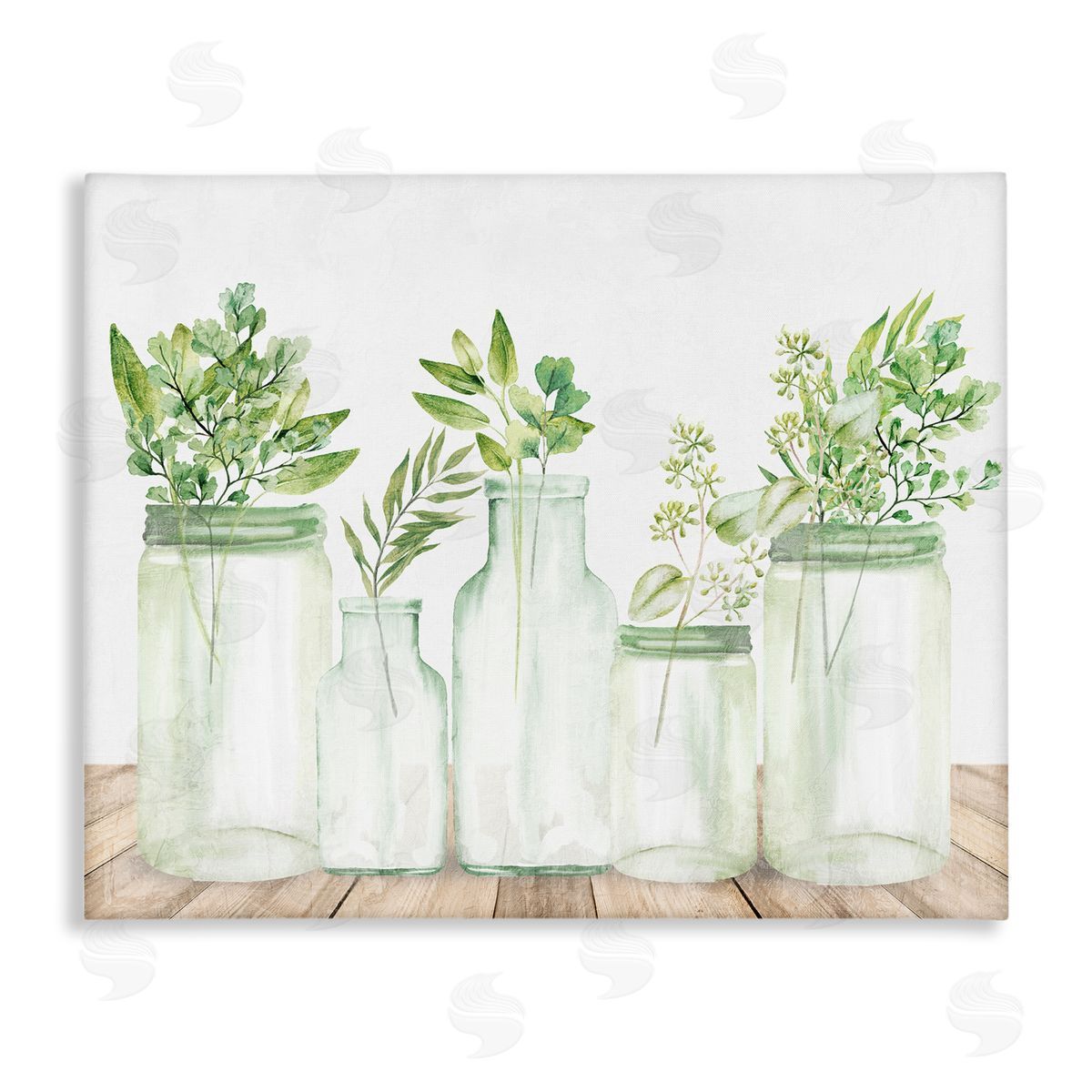 Kim Allen Varied Herb Plant Arrangement Mixed Country Blooms Stretched Canvas Wall Art Print