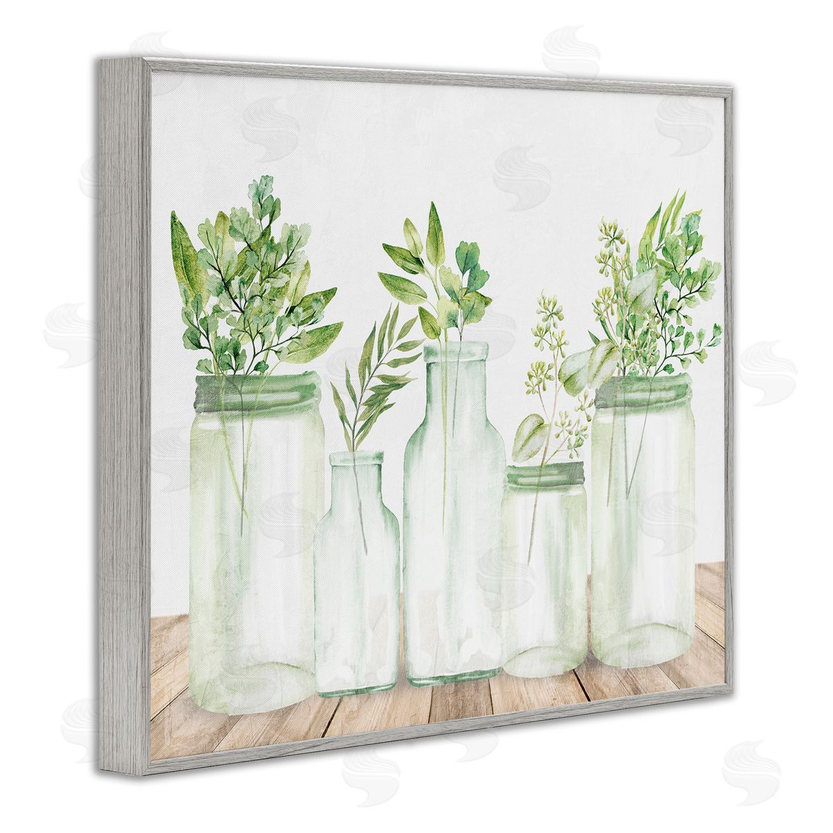 Kim Allen Varied Herb Plant Arrangement Mixed Country Blooms Gray Framed Giclee Wall Art Print