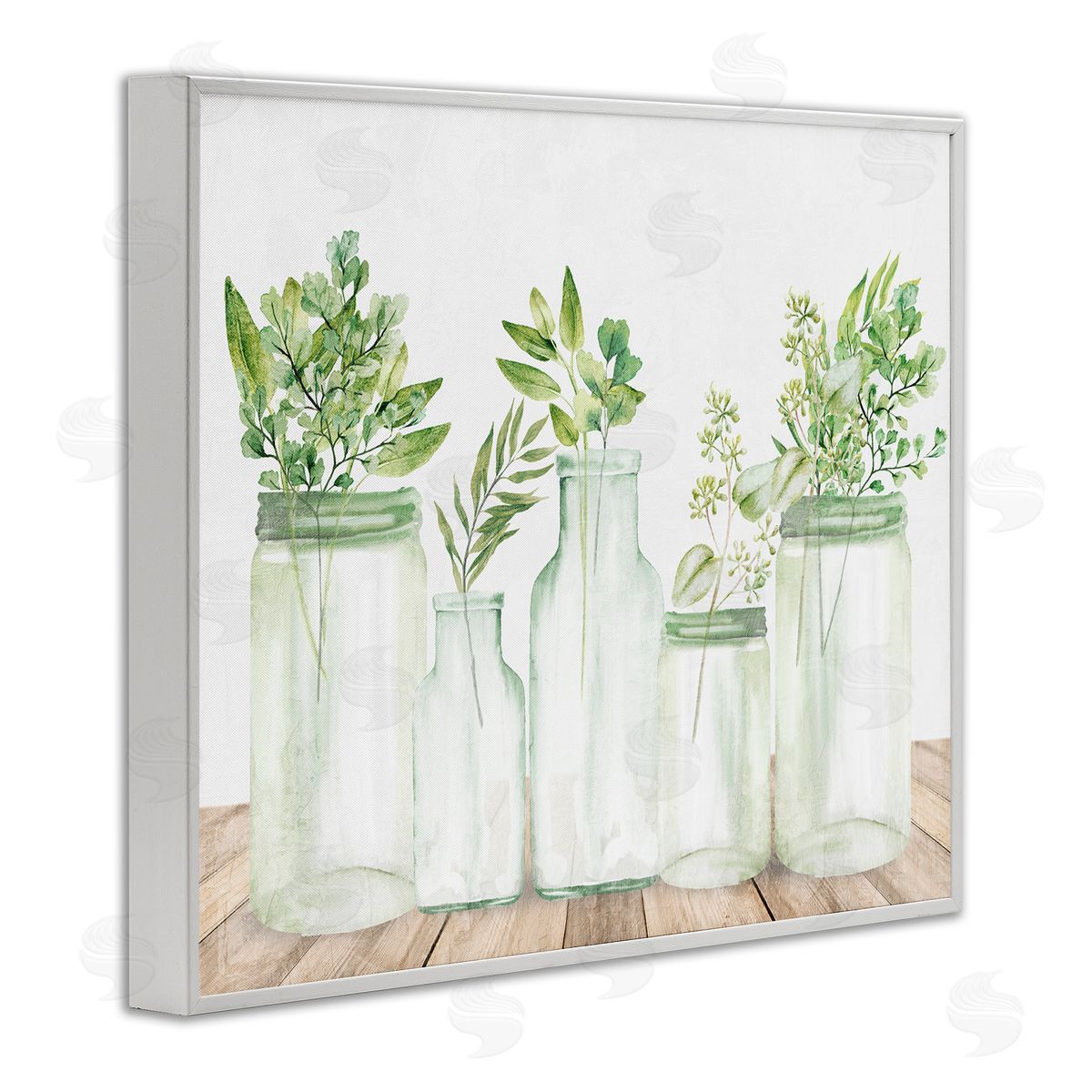 Kim Allen Varied Herb Plant Arrangement Mixed Country Blooms White Framed Giclee Wall Art Print