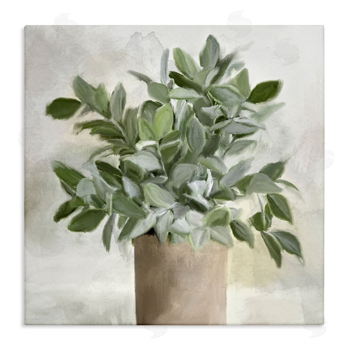 Kim Allen Lush Green House Plant Leaves Detailed Painting Stretched Canvas Wall Art Print
