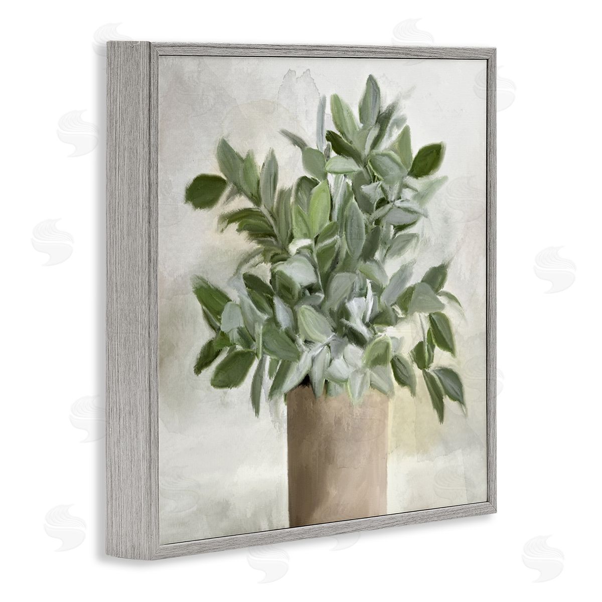 Kim Allen Lush Green House Plant Leaves Detailed Painting Gray Framed Glicee Wall Art Print