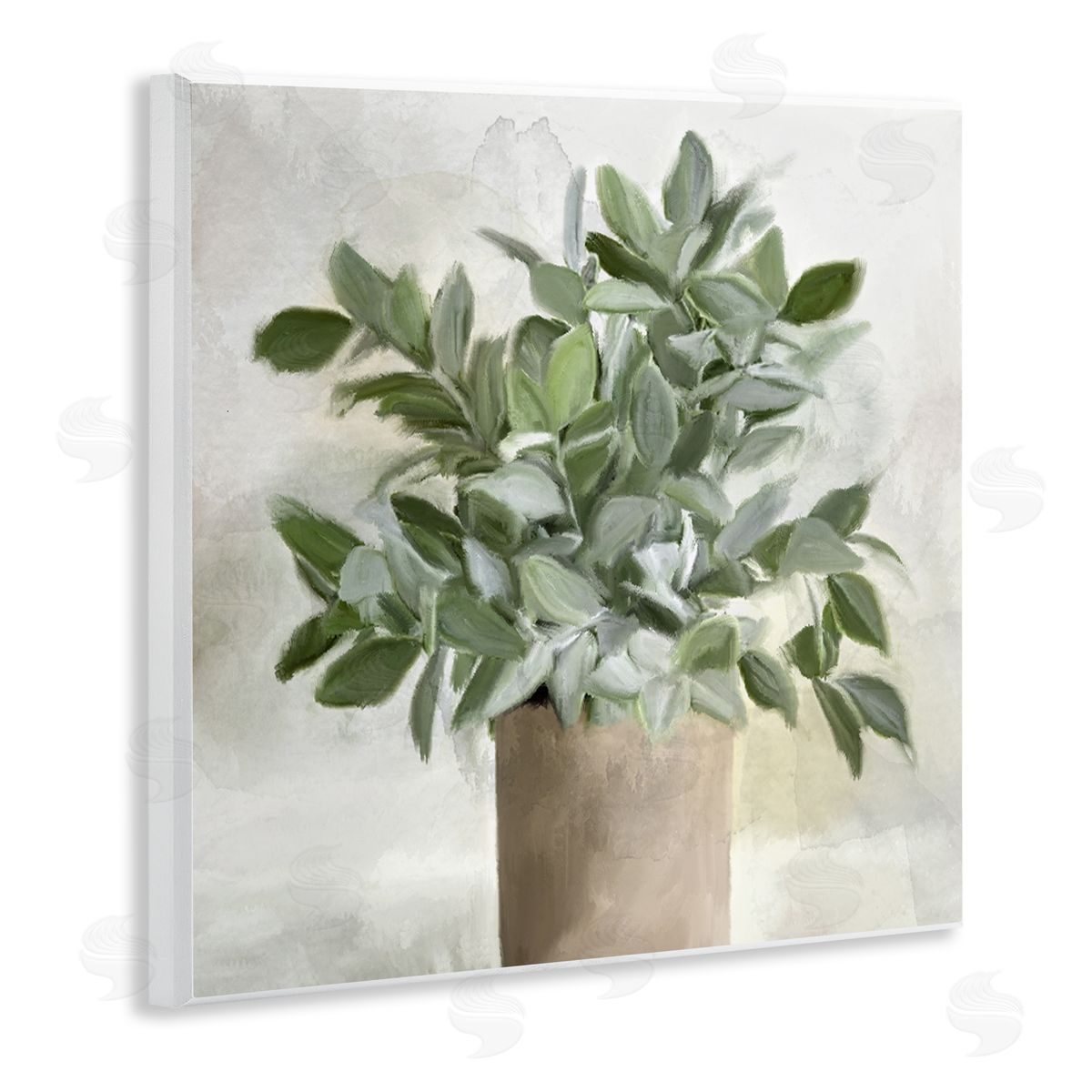 Kim Allen Lush Green House Plant Leaves Detailed Painting Wooden Wall Plaque Art Print