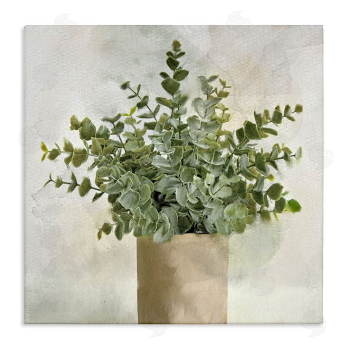Kim Allen Potted Herbal Plant Vase Dense Green Leaves Stretched Canvas Wall Art Print