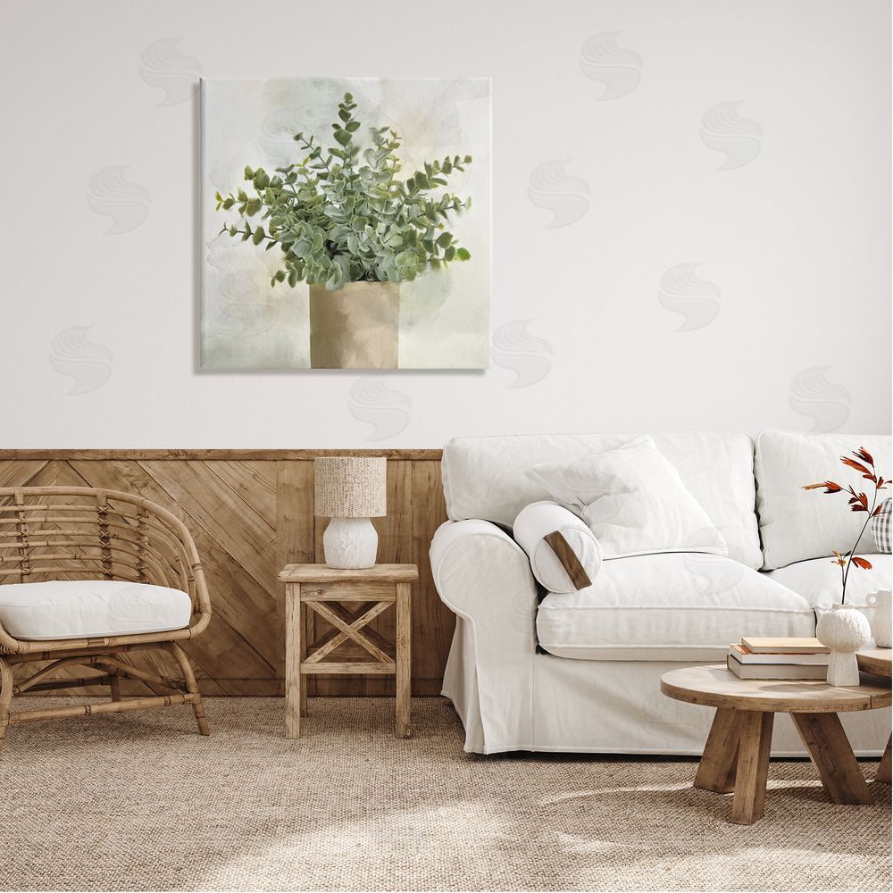 Kim Allen Potted Herbal Plant Vase Dense Green Leaves Canvas Wall Art in Room
