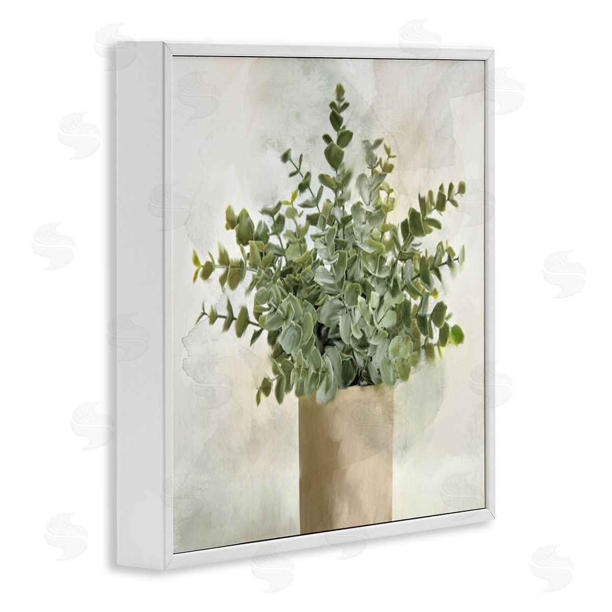 Kim Allen Potted Herbal Plant Vase Dense Green Leaves White Framed Glicee Wall Art Print