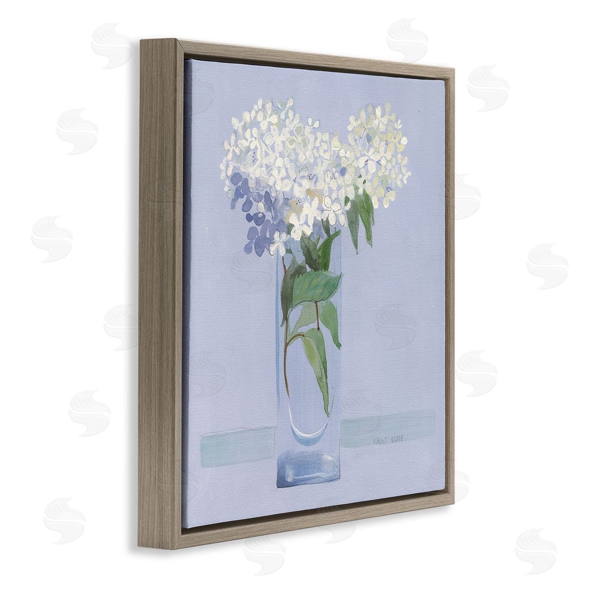 Maret Hensick Lovely Flower Blossom Bouquet Pale Purple Accent Brown Floating Frame Canvas Wall Art Print