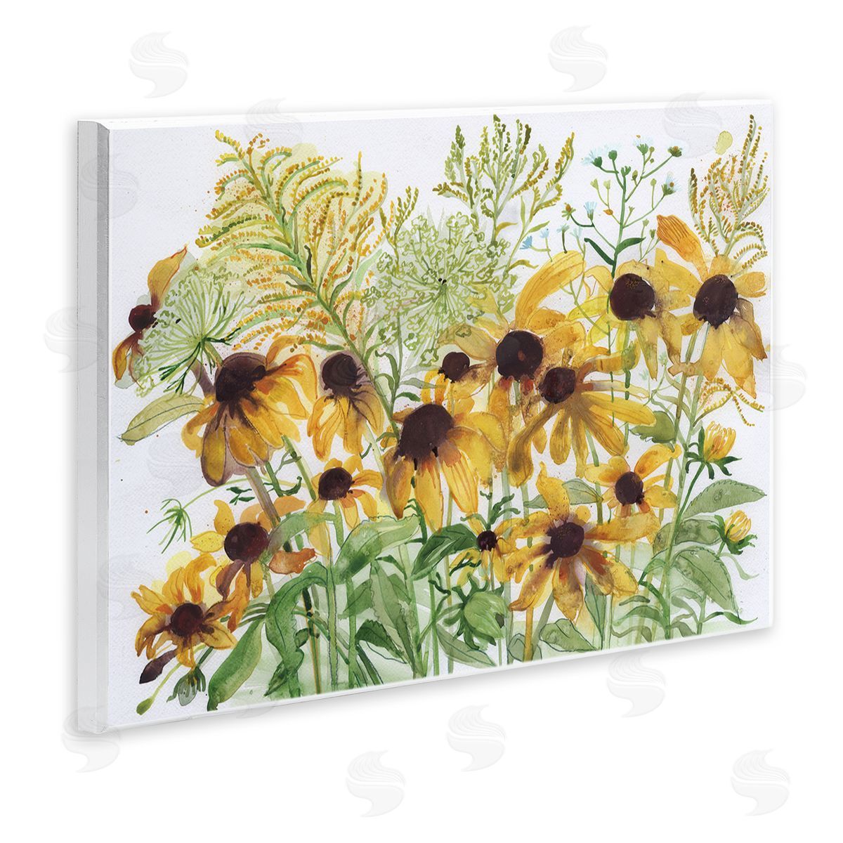 Maret Hensick Layered Yellow Daisy Blooms Wildflower Herb Sprouts Wall Plaque Art Print