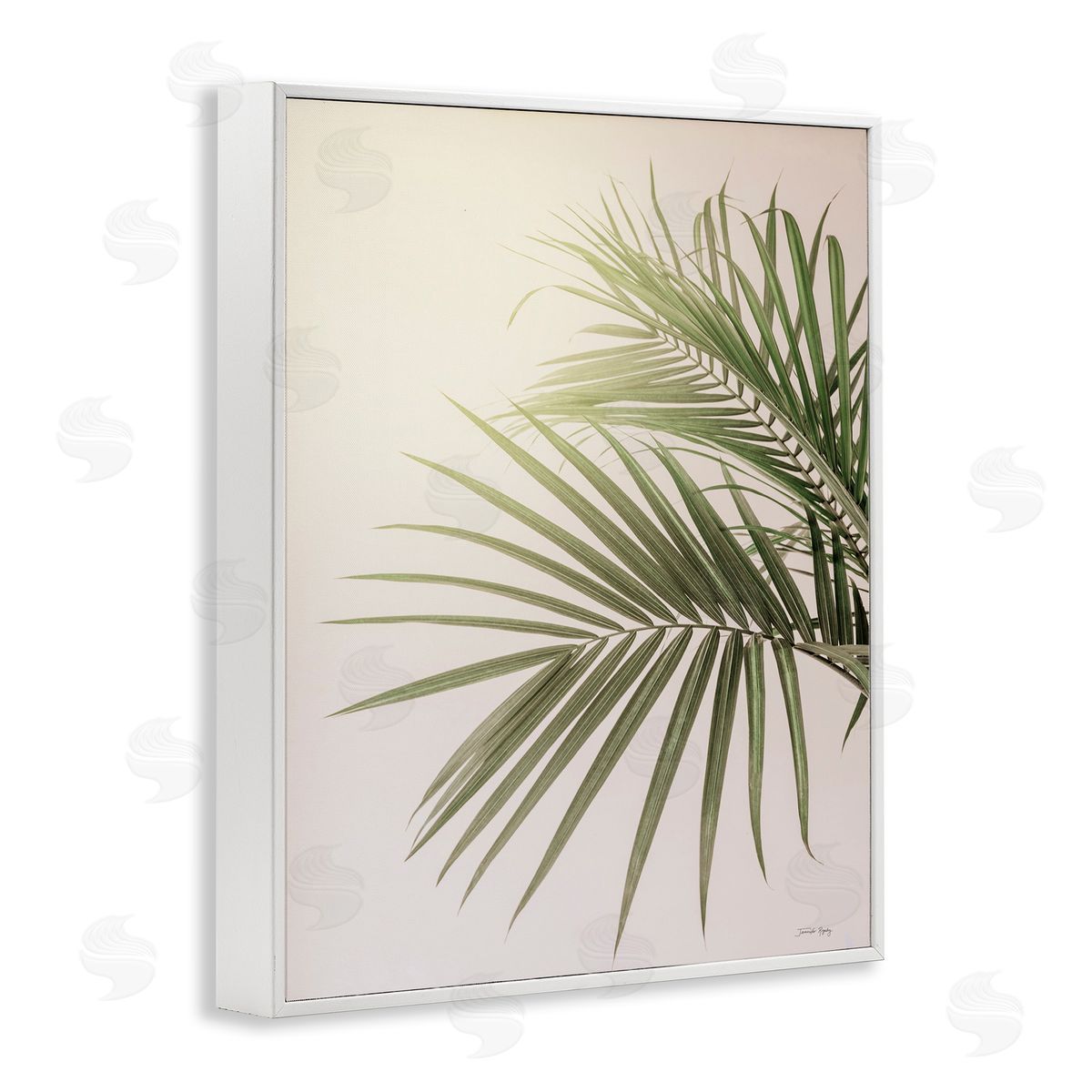 Jennifer Rigsby Minimal Palm Leaves Sunlit Tropical House Plant  White Framed Giclee Wall Art Print