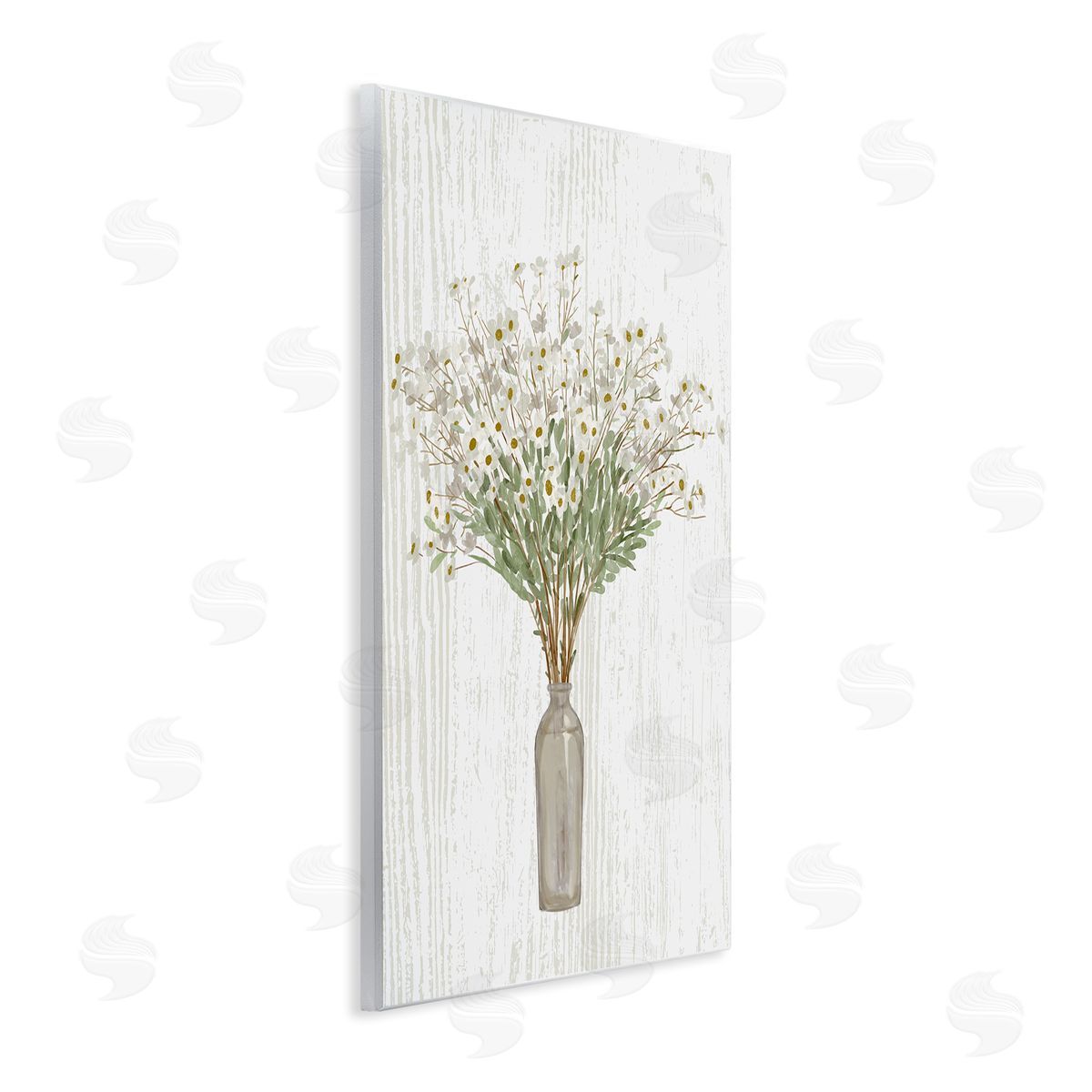 Ziwei Li Country Wildflower Blooms Arrangement Rustic Plank Pattern Wall Plaque Art Print