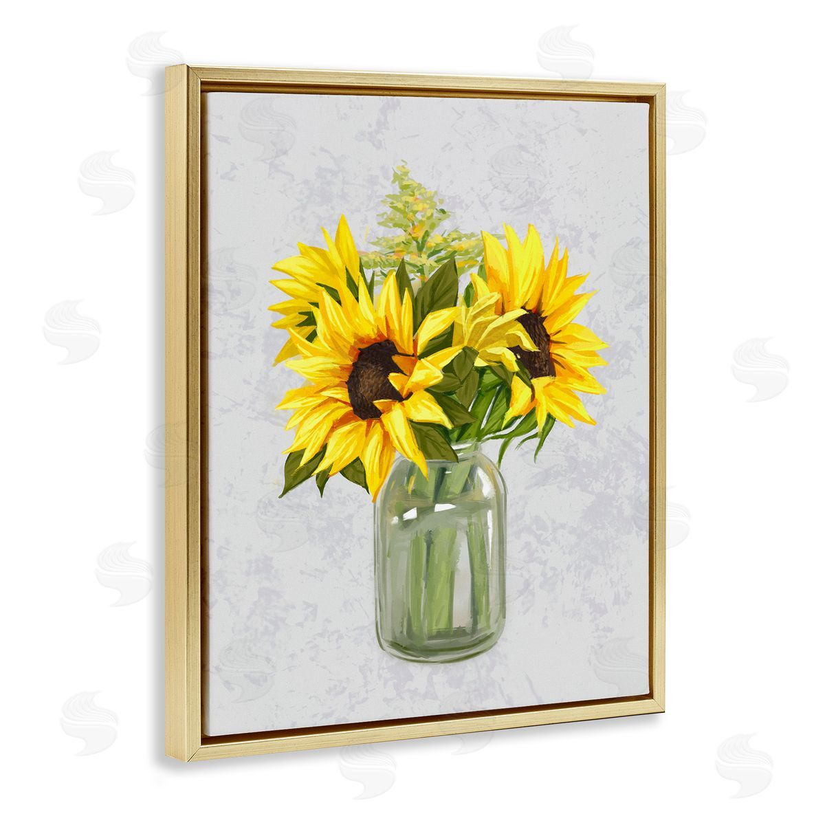 Ziwei Li Yellow Sunflower Blossoms Bouquet Blooming Country Petals Gold Floating Frame Canvas Wall Art Print