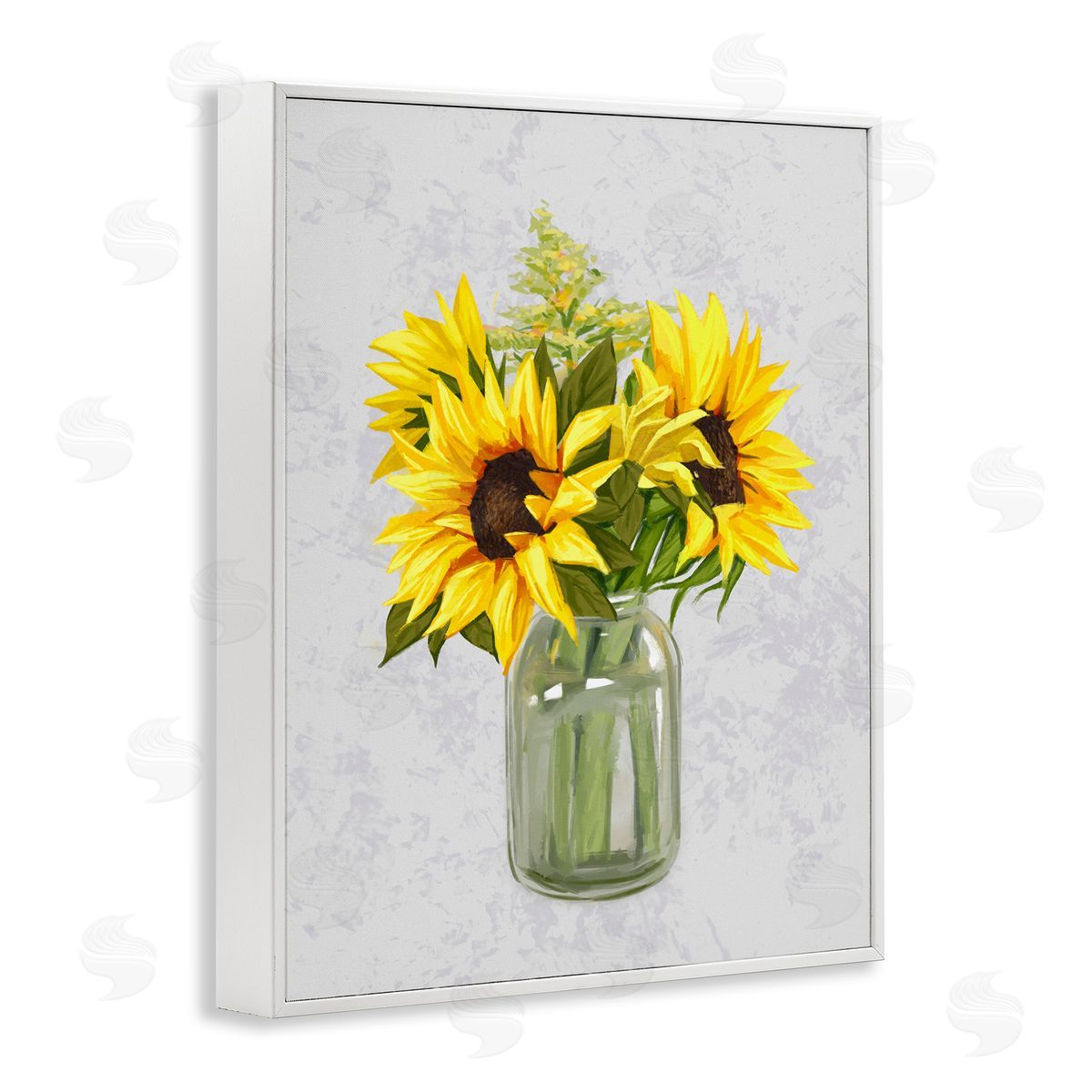 Ziwei Li Yellow Sunflower Blossoms Bouquet Blooming Country Petals White Framed Giclee Wall Art Print