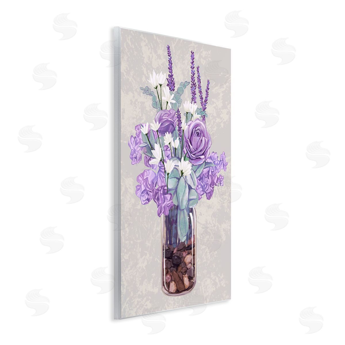 Ziwei Li Mixed Purple Bouquet Full Rose Wildflower Blooms  Wall Plaque Art Print