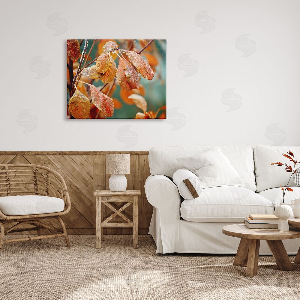 Gail Peck Autumn Tree Leaves Water Droplets Fall Foliage Canvas Wall Art Print in Room