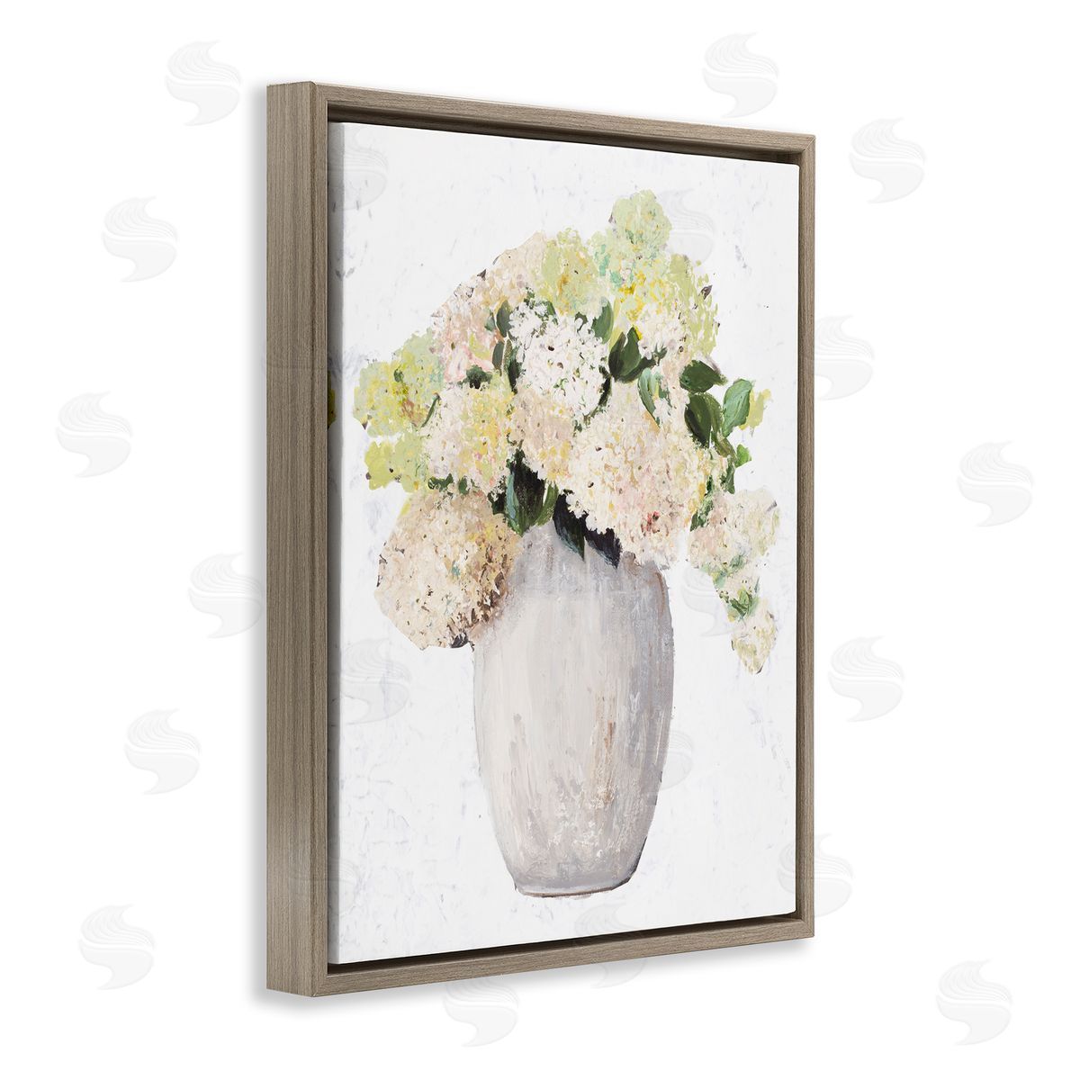 Patricia Pinto Mixed Flower Bouquet Tall Vase Floral Arrangement Brown Floating Frame Canvas Wall Art Print