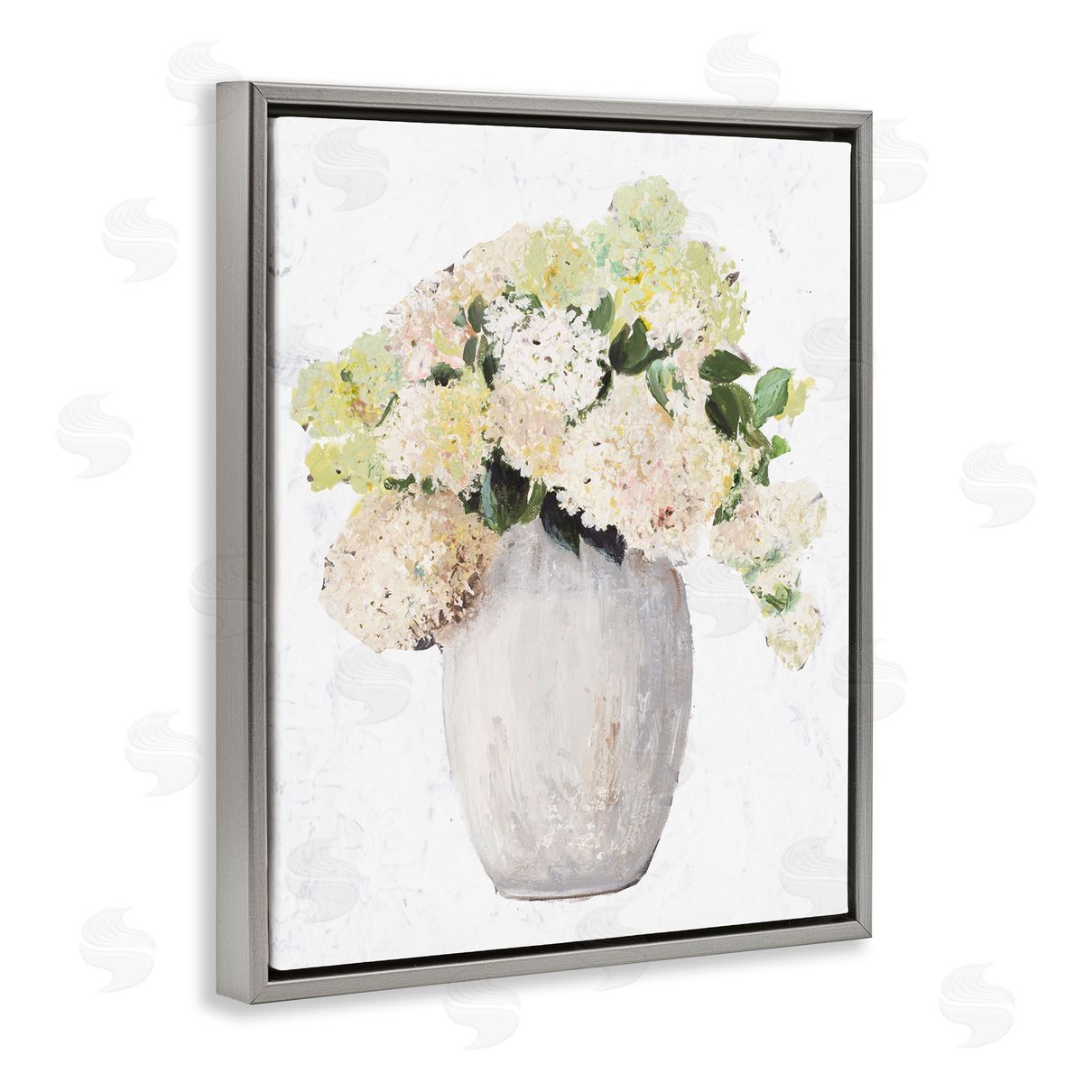 Patricia Pinto Mixed Flower Bouquet Tall Vase Floral Arrangement Gray Floating Frame Canvas Wall Art Print
