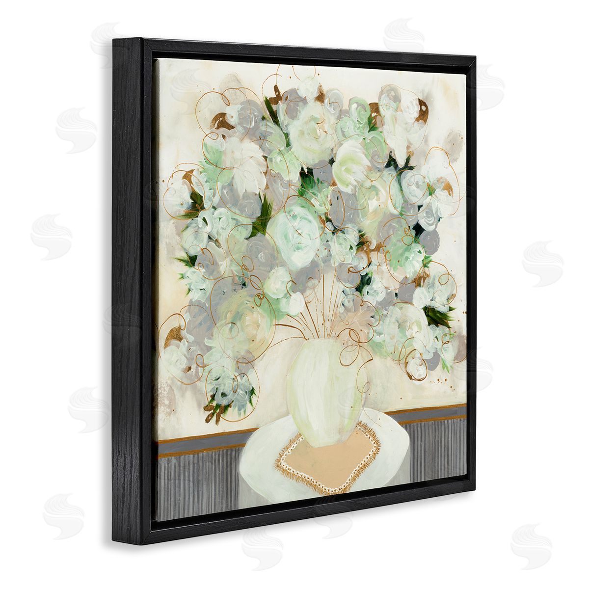 Ruth Fromstein Abstract Flower Blossoms Scribble Petals Still Life Black Floating Frame Canvas Wall Art Print