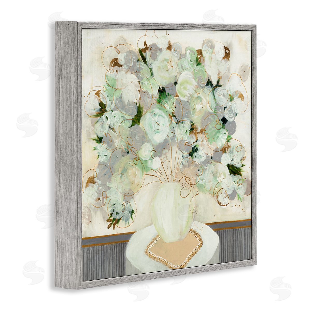 Ruth Fromstein Abstract Flower Blossoms Scribble Petals Still Life Gray Framed Glicee Wall Art Print