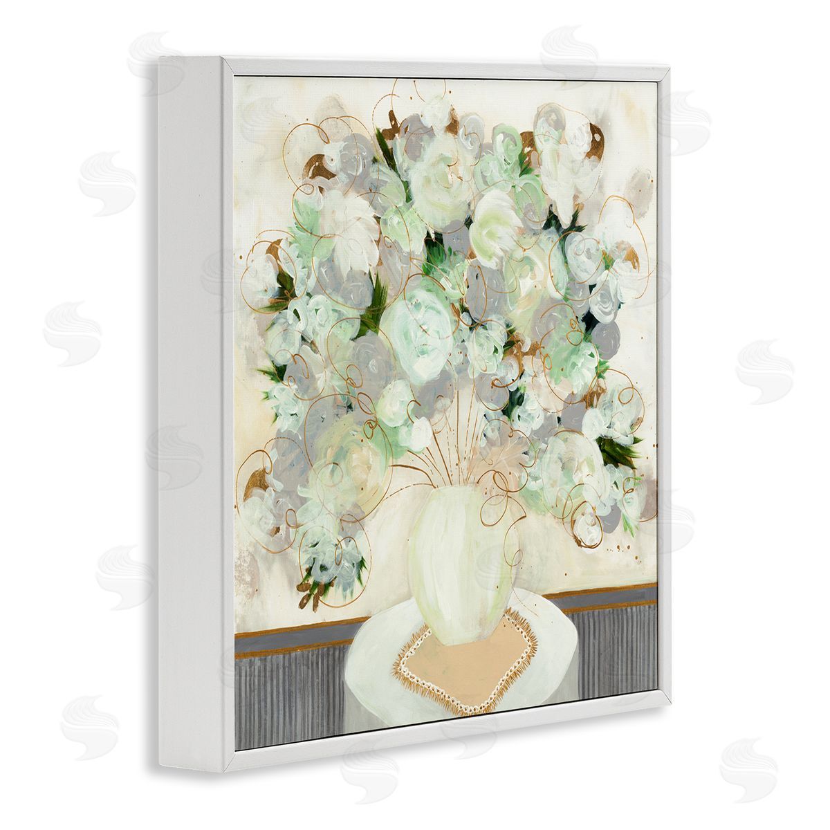 Ruth Fromstein Abstract Flower Blossoms Scribble Petals Still Life White Framed Glicee Wall Art Print