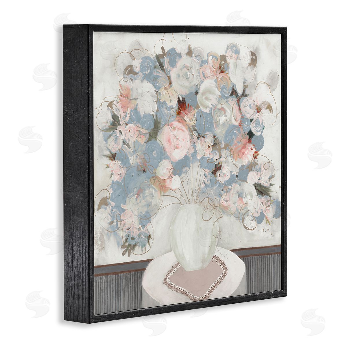 Ruth Fromstein Soft Floral Bouquet Abstract Scribble Blooms Arrangement Black Framed Glicee Wall Art Print