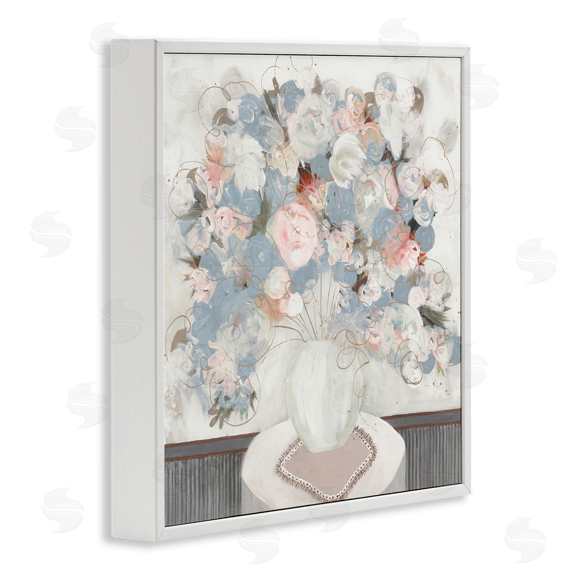 Ruth Fromstein Soft Floral Bouquet Abstract Scribble Blooms Arrangement White Framed Glicee Wall Art Print