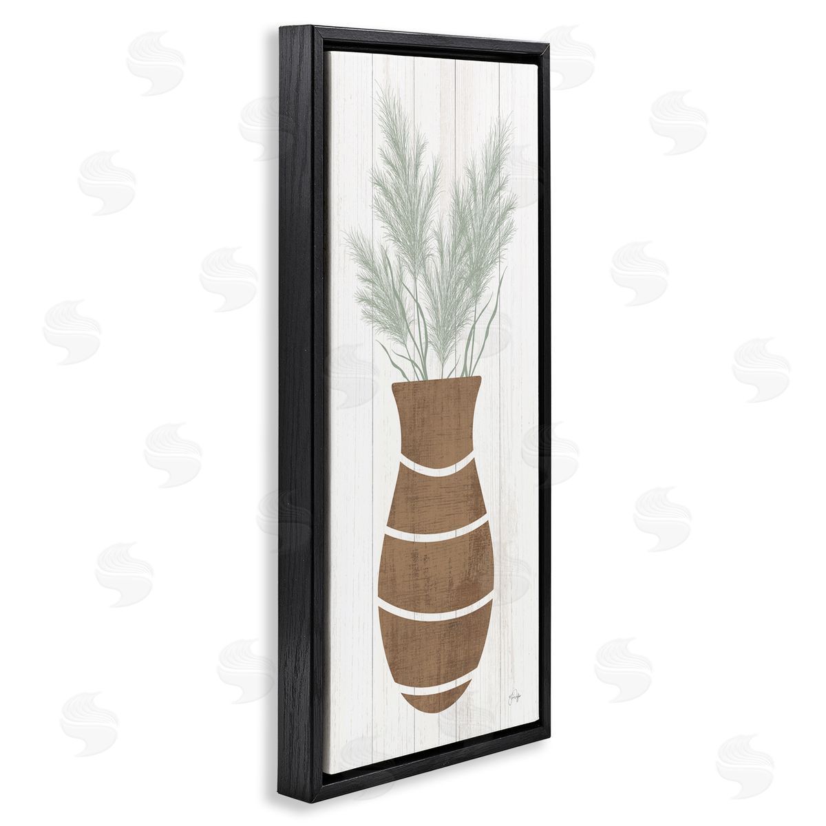 Yass Naffas Designs Herbal Flower Sprigs Striped Vase Shape Grain Pattern