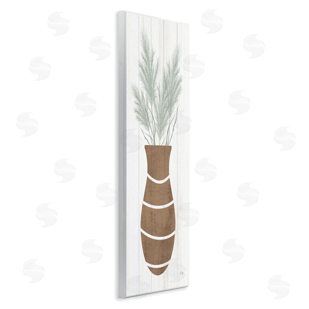 Yass Naffas Designs Herbal Flower Sprigs Striped Vase Shape Grain Pattern