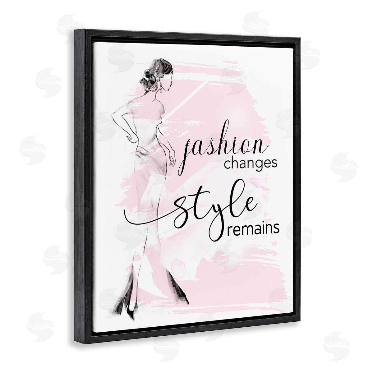Tava Studios Fashion Changes Remains Glam Quote Woman  Black Floating Frame Canvas Wall Art Print