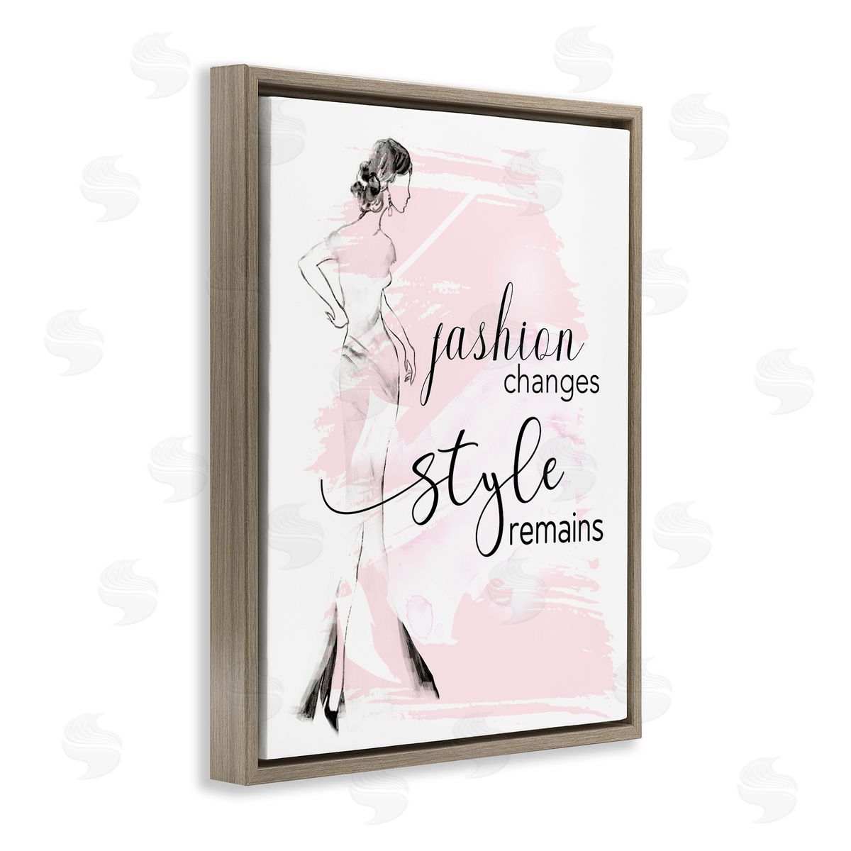 Tava Studios Fashion Changes Remains Glam Quote Woman  Brown Floating Frame Canvas Wall Art Print