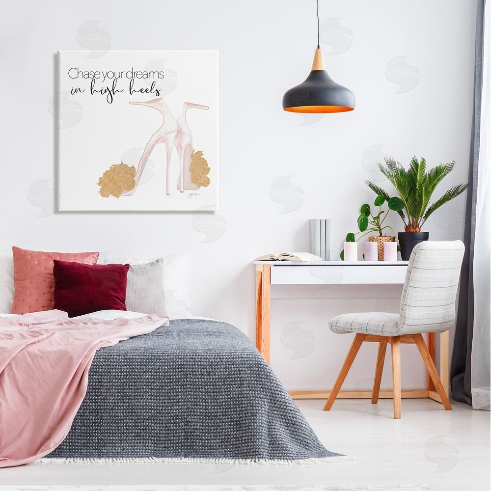 Tava Studios Chase Your Dreams Inspirational Glam Fashion Heels Shoes  Canvas Wall Art in Room