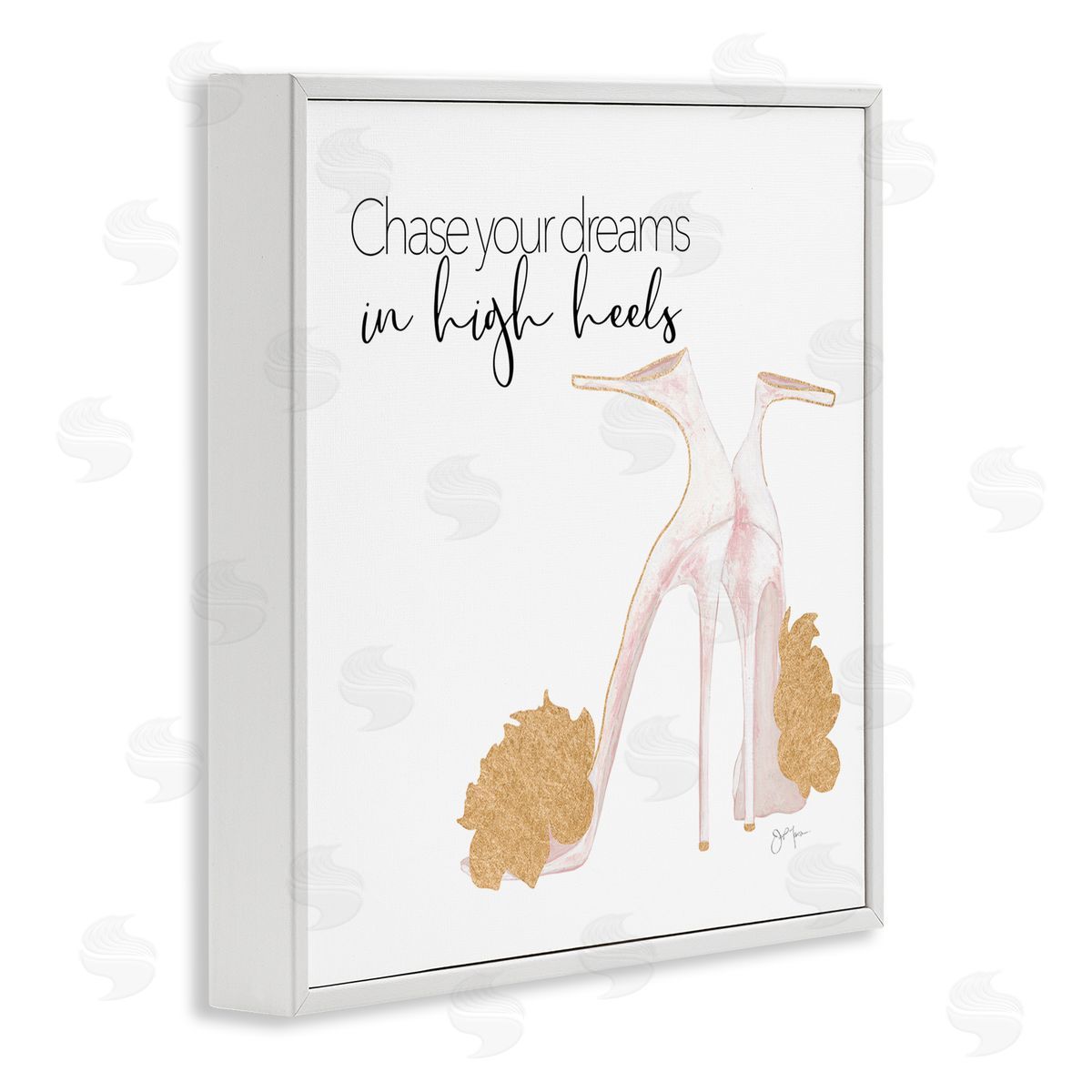 Tava Studios Chase Your Dreams Inspirational Glam Fashion Heels Shoes  White Framed Glicee Wall Art Print