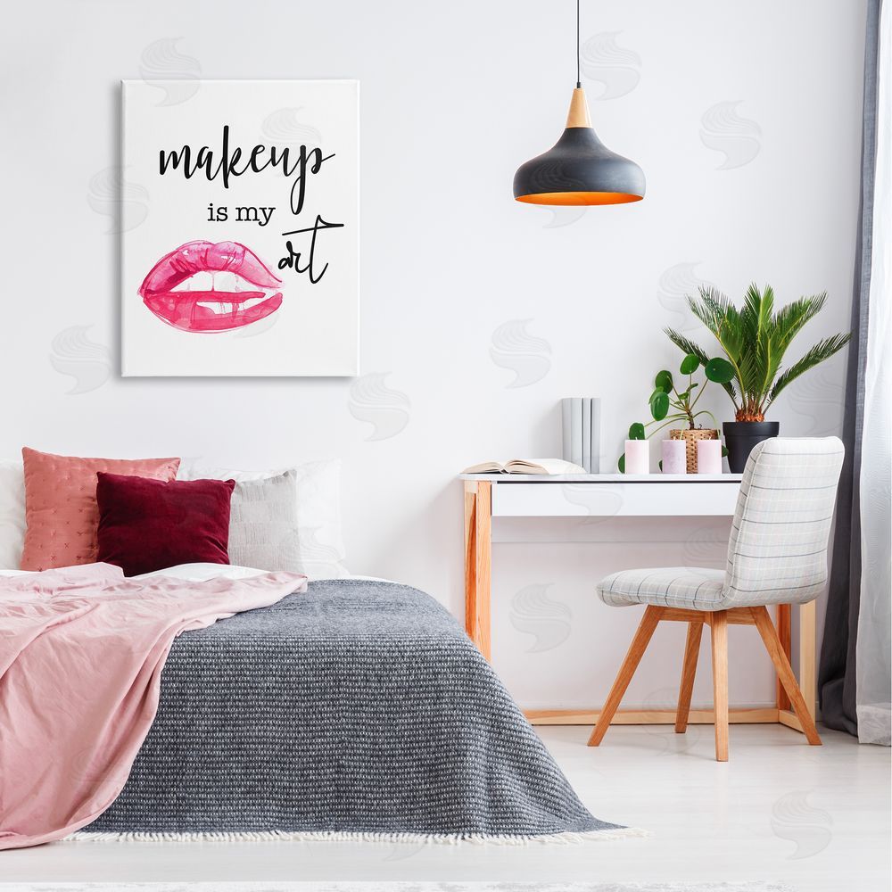 Daniela Santiago Makeup Is My Art Glam Lips Typography  Canvas Wall Art Print in Room