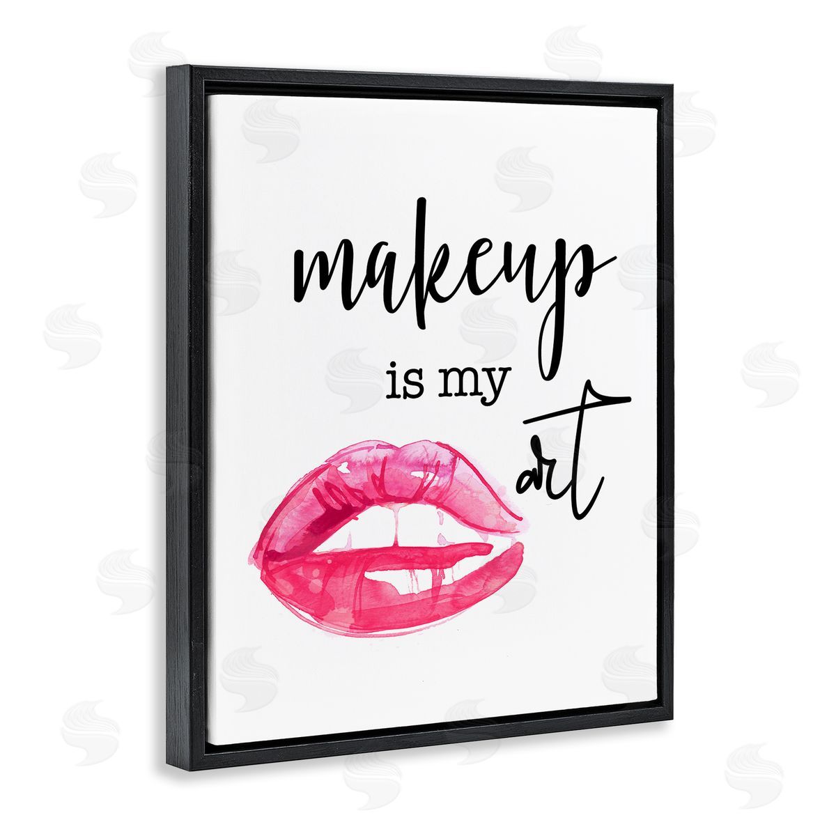 Daniela Santiago Makeup Is My Art Glam Lips Typography  Black Floating Frame Canvas Wall Art Print