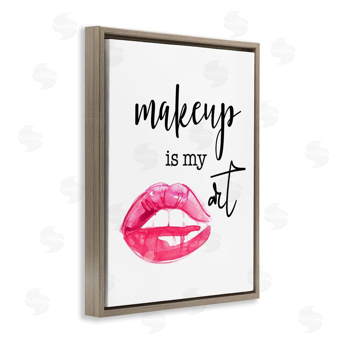 Daniela Santiago Makeup Is My Art Glam Lips Typography  Brown Floating Frame Canvas Wall Art Print