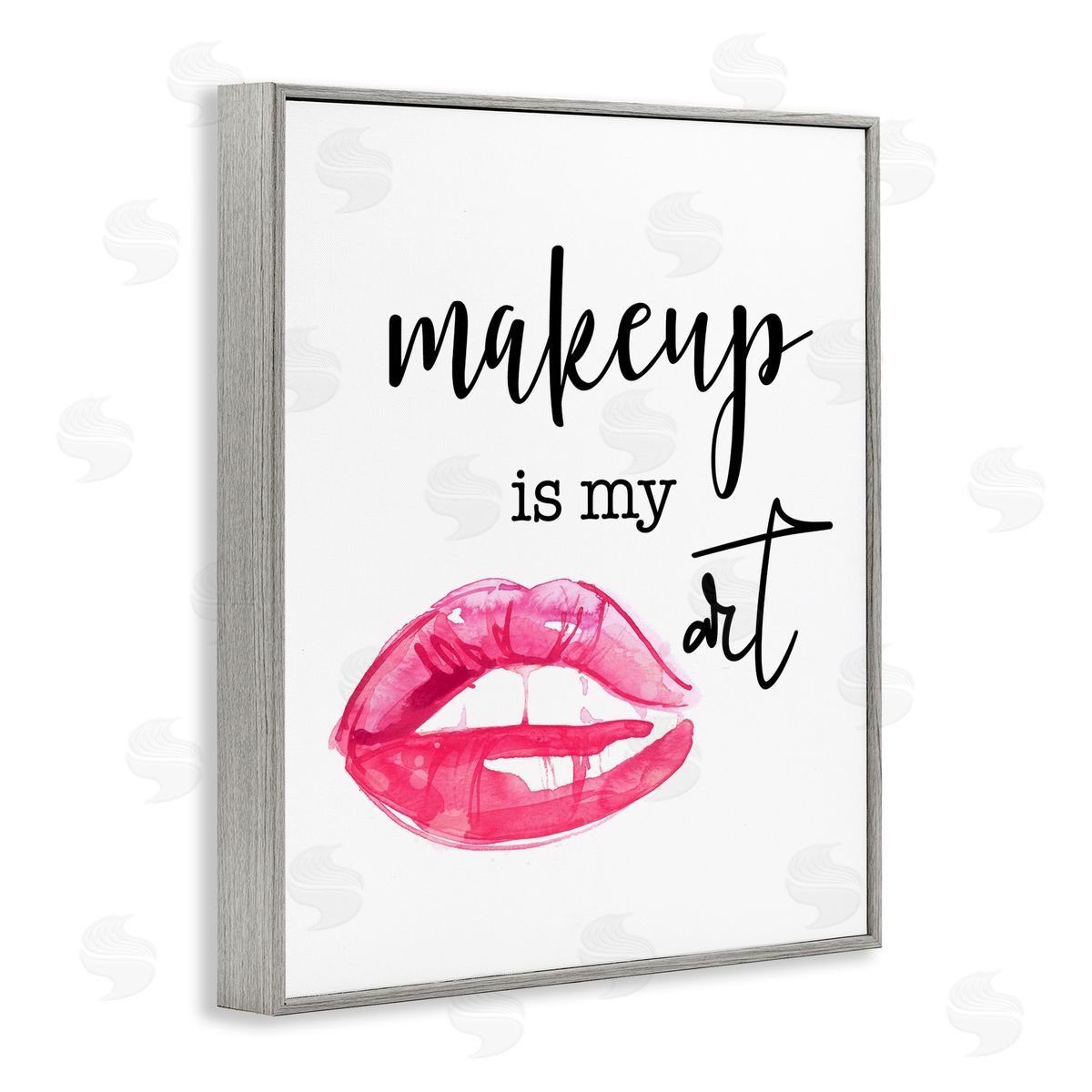 Daniela Santiago Makeup Is My Art Glam Lips Typography  Gray Framed Giclee Wall Art Print