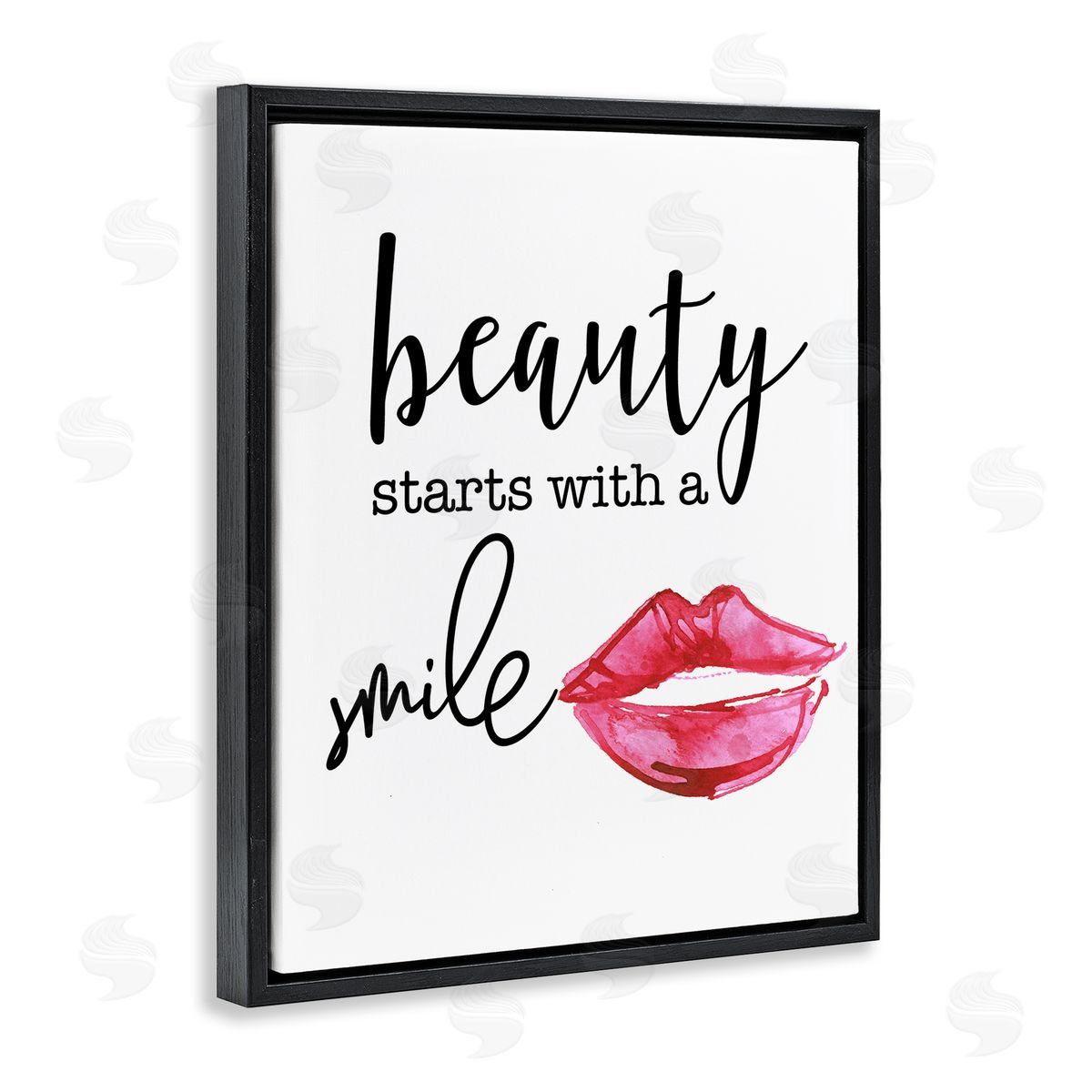 Daniela Santiago Beauty Starts With Smiling Chic Lipstick Lips Black Floating Frame Canvas Wall Art Print
