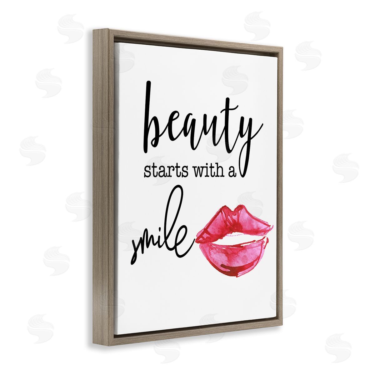 Daniela Santiago Beauty Starts With Smiling Chic Lipstick Lips Brown Floating Frame Canvas Wall Art Print