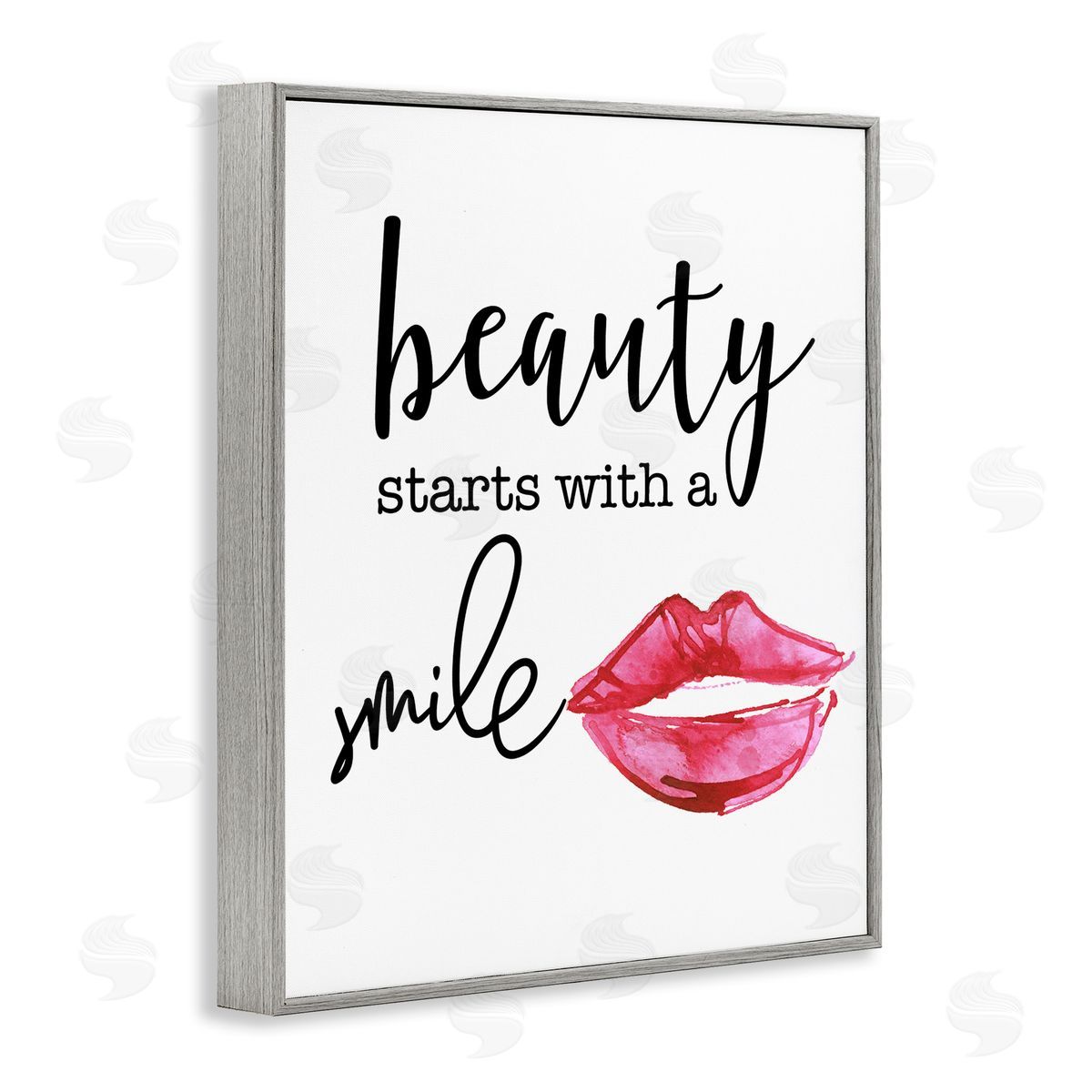 Daniela Santiago Beauty Starts With Smiling Chic Lipstick Lips Gray Framed Giclee Wall Art Print