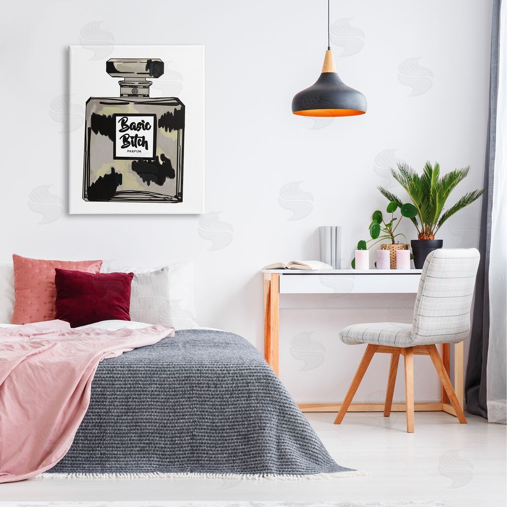 Amelia Noyes Basic Bi*** Perfume Bottle Chic Upscale Fashion Canvas Wall Art Print in Room