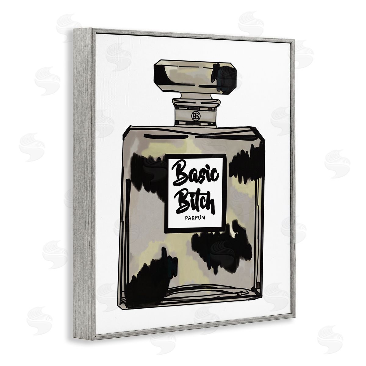 Amelia Noyes Basic Bi*** Perfume Bottle Chic Upscale Fashion Gray Framed Giclee Wall Art Print