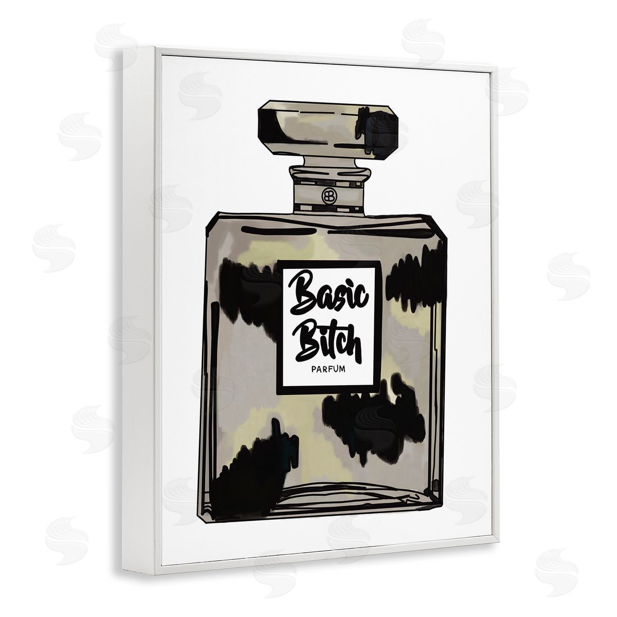 Amelia Noyes Basic Bi*** Perfume Bottle Chic Upscale Fashion White Framed Giclee Wall Art Print