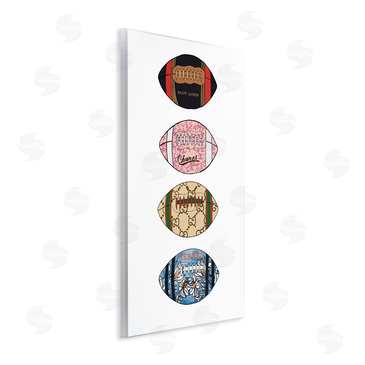 Amelia Noyes Trendy Glam Footballs Patterned Chic Fashions Wall Plaque Art Print