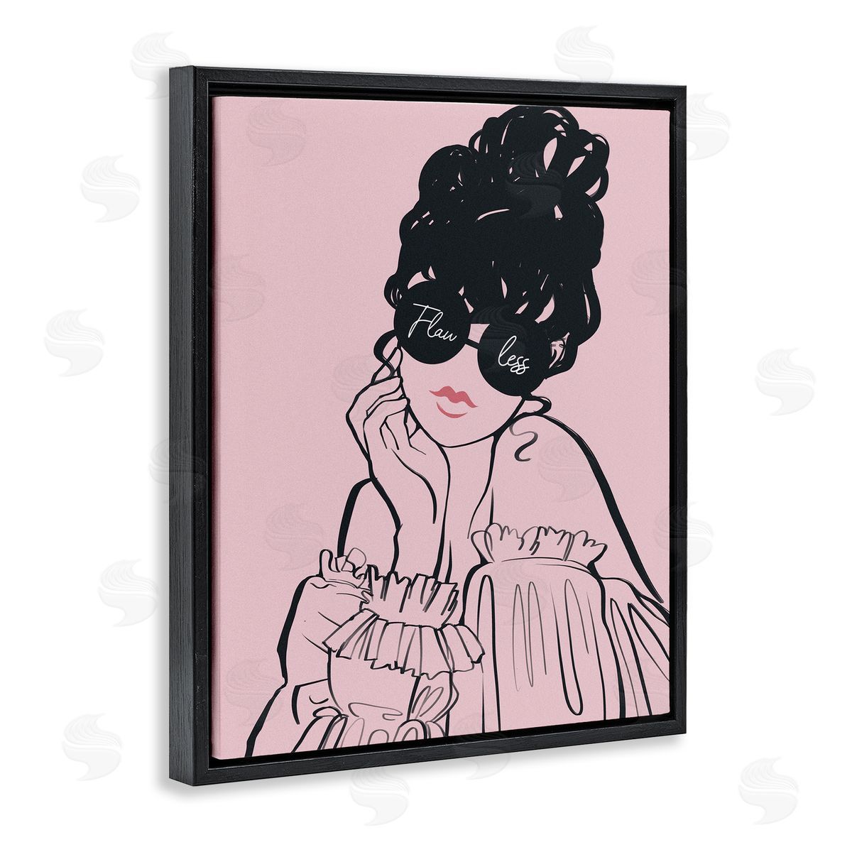 Ziwei Li Flawless Text Bold Pink Glam Fashion Woman Black Floating Frame Canvas Wall Art Print