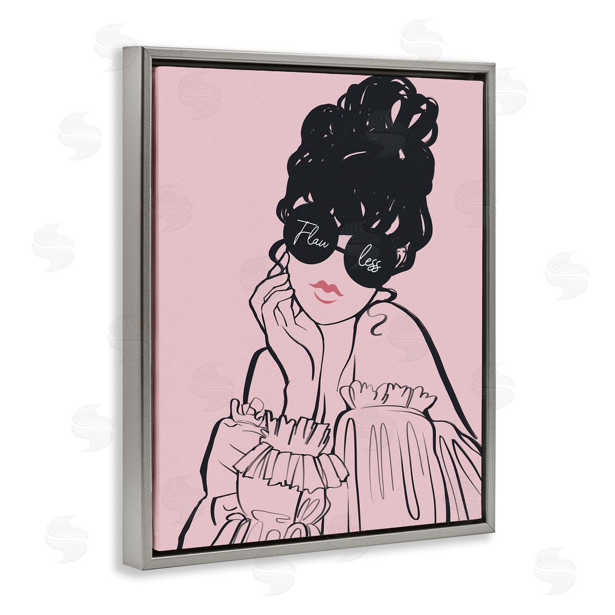Ziwei Li Flawless Text Bold Pink Glam Fashion Woman Gray Floating Frame Canvas Wall Art Print