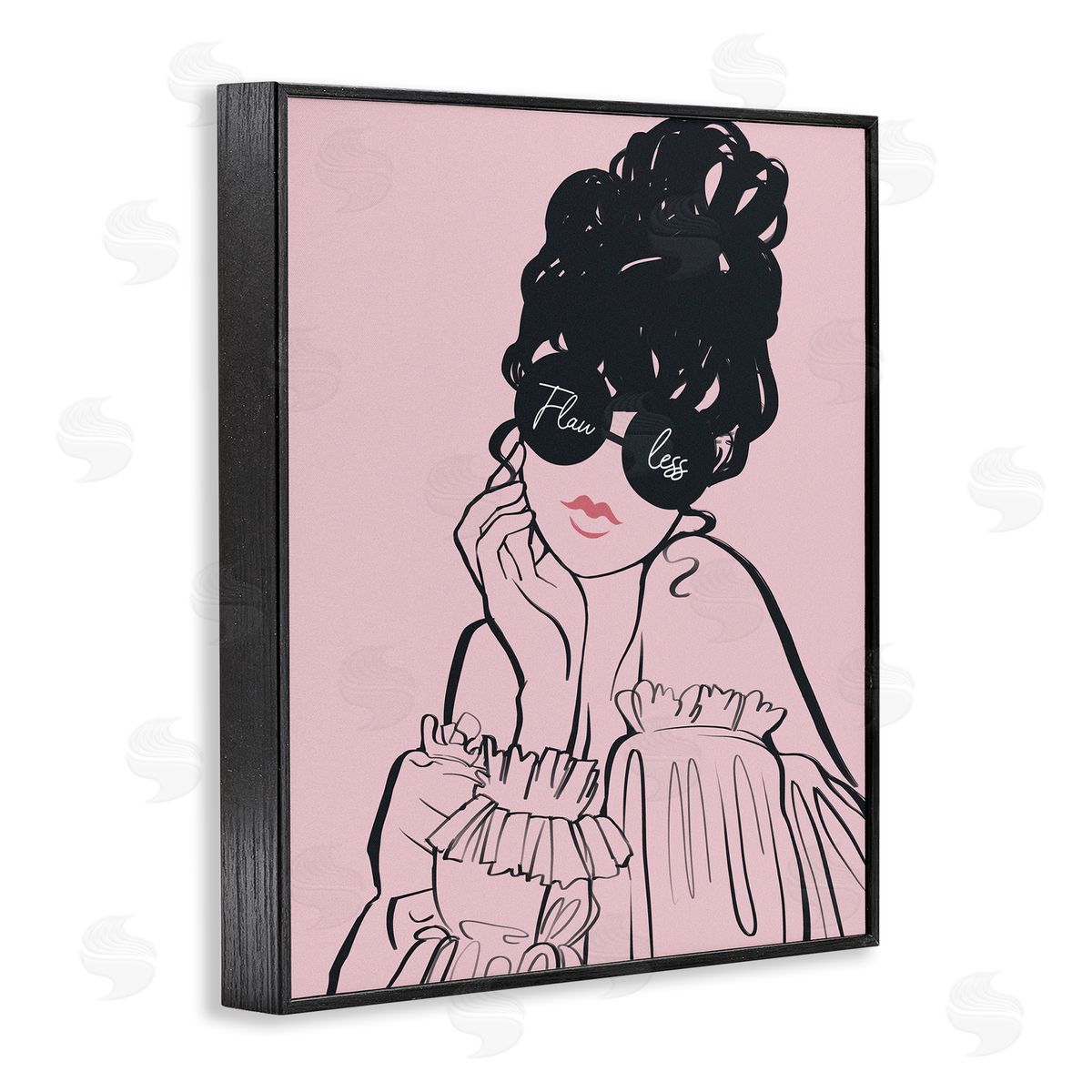 Ziwei Li Flawless Text Bold Pink Glam Fashion Woman Black Framed Giclee Wall Art Print