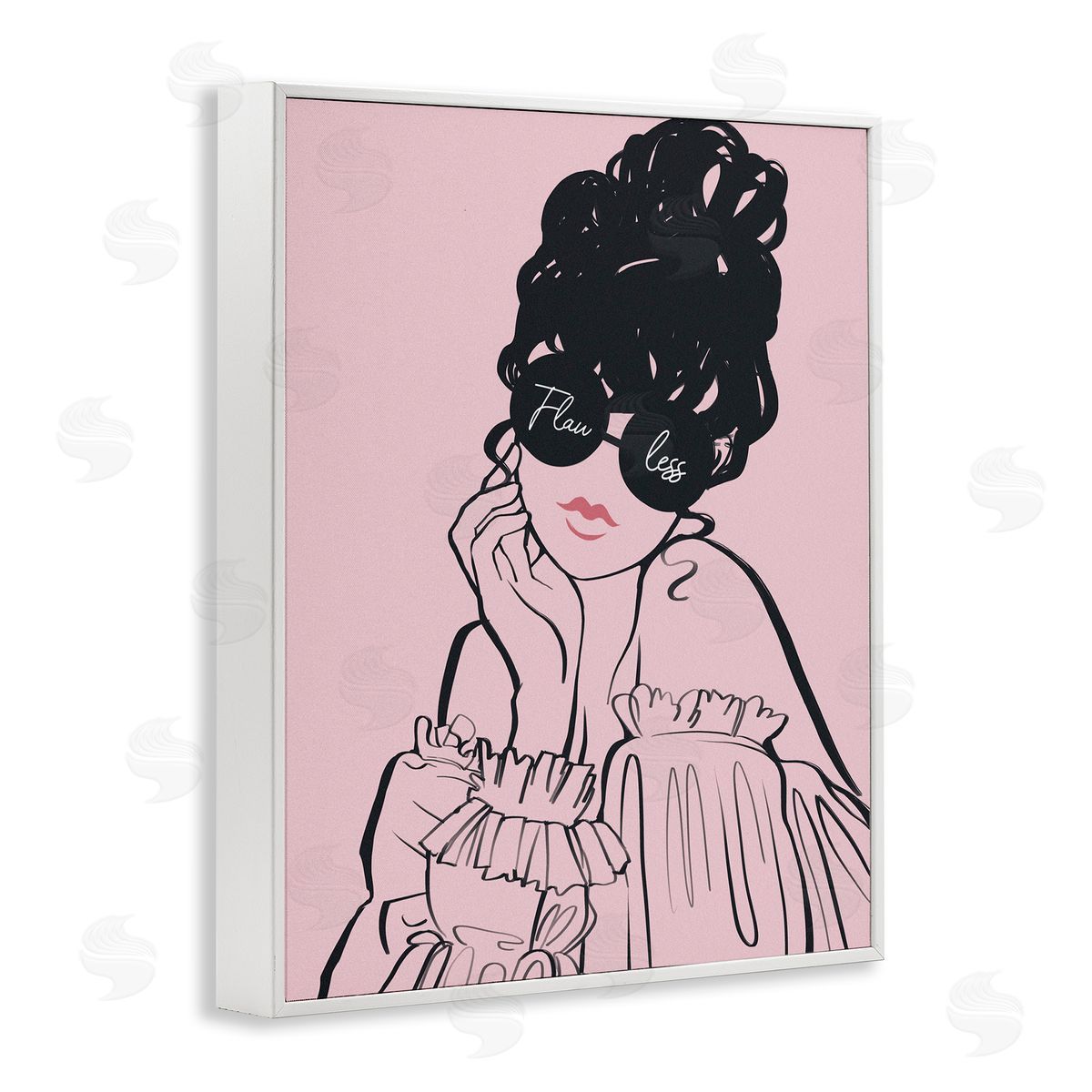 Ziwei Li Flawless Text Bold Pink Glam Fashion Woman White Framed Giclee Wall Art Print
