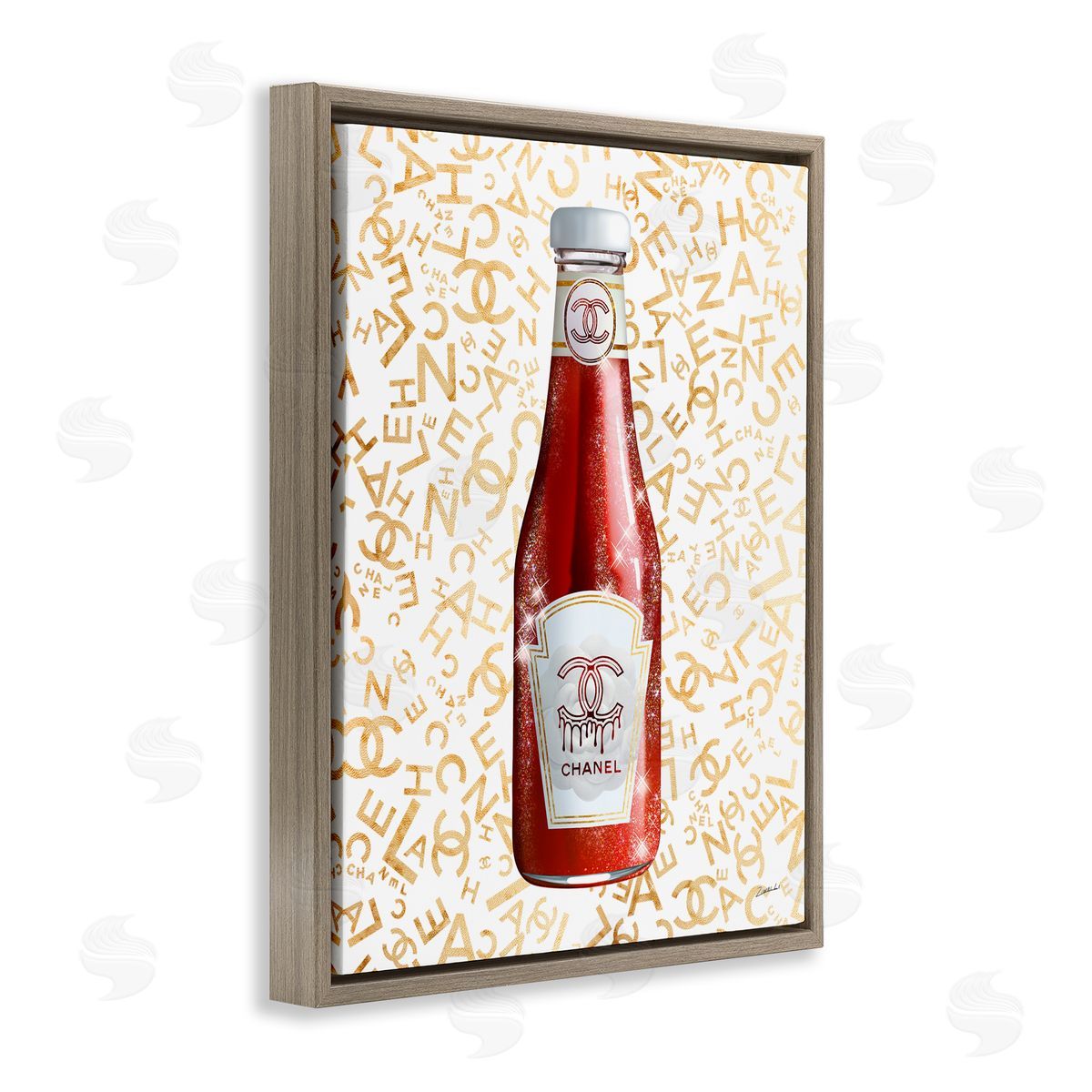 Ziwei Li Trendy Diner Ketchup Condiment Luxury Fashion Pattern Brown Floating Frame Canvas Wall Art Print