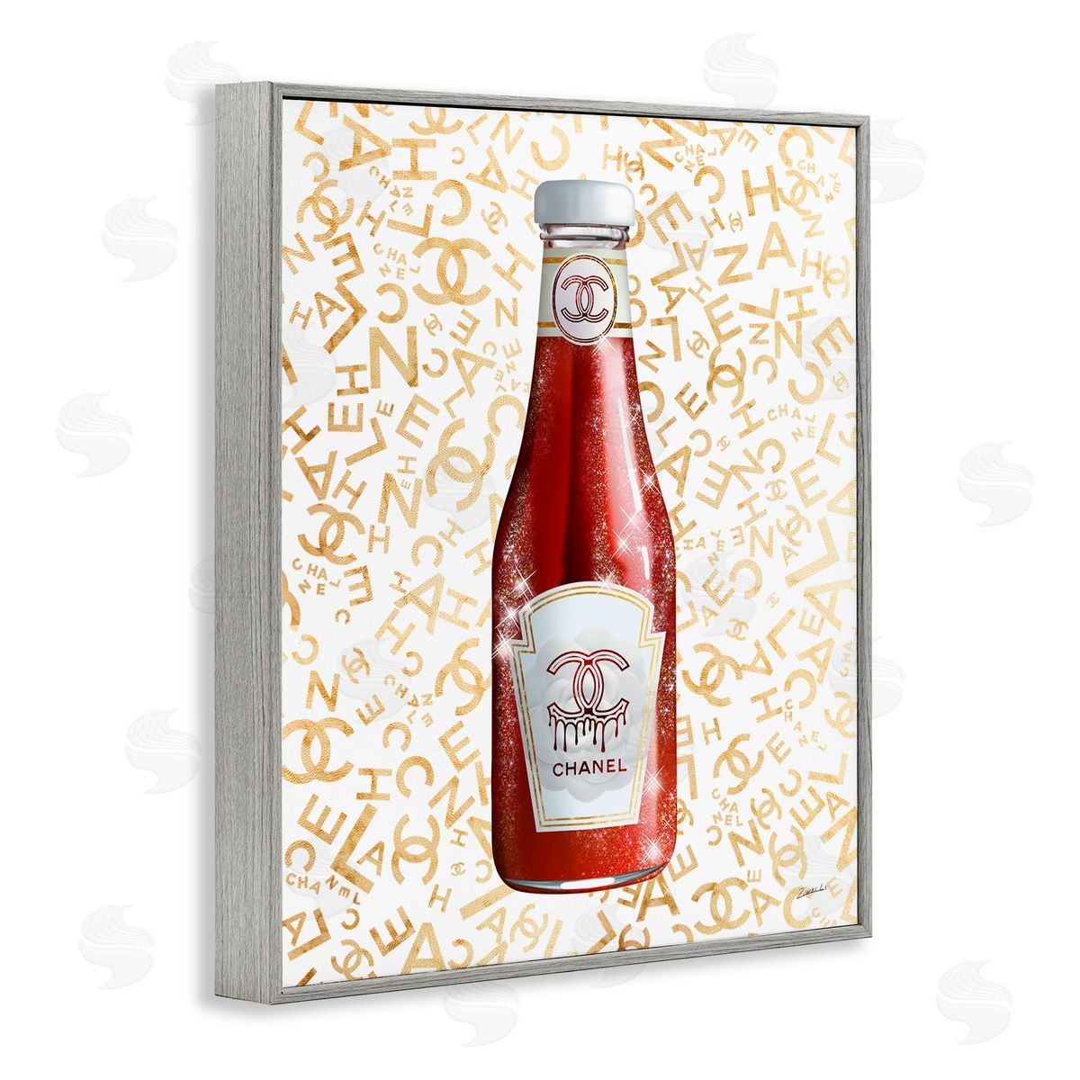 Ziwei Li Trendy Diner Ketchup Condiment Luxury Fashion Pattern Gray Framed Giclee Wall Art Print