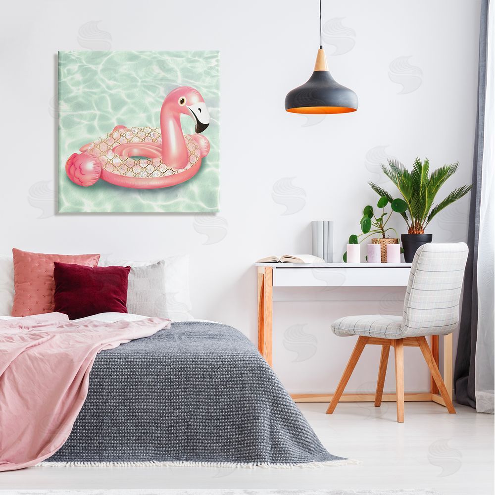 Ziwei Li Summer Pool Float Glam Pattern Fashion Emblem Canvas Wall Art in Room