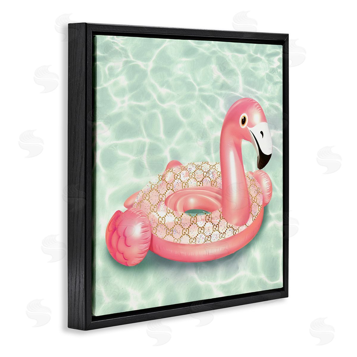 Ziwei Li Summer Pool Float Glam Pattern Fashion Emblem Black Floating Frame Canvas Wall Art Print